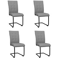 Cantilever dining chairs 4 pcs light gray textile - Dining Chair