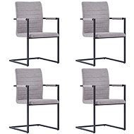 Cantilever dining chairs 4 pcs light gray faux leather - Dining Chair