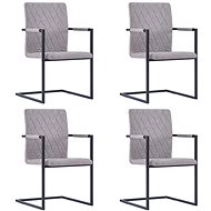 Cantilever dining chairs 4 pcs light gray faux leather - Dining Chair