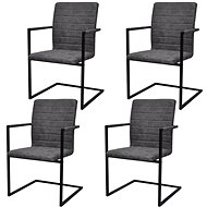 Cantilever dining chairs 4 pcs gray faux leather - Dining Chair