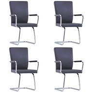 Cantilever dining chairs 4 pcs gray faux leather - Dining Chair
