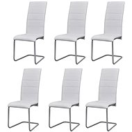 Cantilever dining chairs 6 pcs white faux leather - Dining Chair