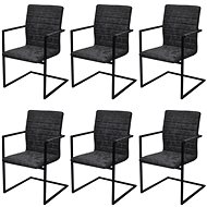 Cantilever Dining Chairs 6 pcs Black Faux Leather - Dining Chair