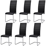Cantilever dining chairs 6 pcs black faux leather - Dining Chair