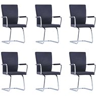 Cantilever Dining Chairs 6 pcs Black Faux Leather - Dining Chair