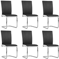 Cantilever dining chairs 6 pcs black faux leather - Dining Chair