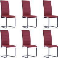 Cantilever dining chairs 6 pcs red faux leather - Dining Chair