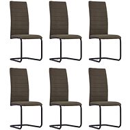 Cantilever dining chairs 6 pcs brown textile - Dining Chair