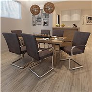 Cantilever dining chairs 6 pcs brown faux leather - Dining Chair