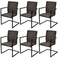 Cantilever dining chairs 6 pcs brown faux leather - Dining Chair