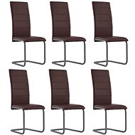Cantilever dining chairs 6 pcs brown faux leather - Dining Chair