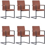 Cantilever dining chairs 6 pcs brown faux leather - Dining Chair