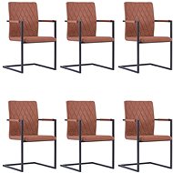 Cantilever dining chairs 6 pcs brown faux leather - Dining Chair