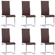 Cantilever dining chairs 6 pcs brown faux leather - Dining Chair