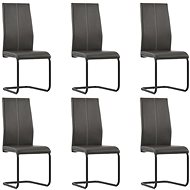 Cantilever dining chairs 6 pcs brown faux leather - Dining Chair