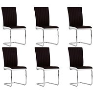 Cantilever dining chairs 6 pcs brown faux leather - Dining Chair
