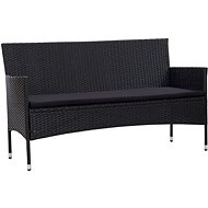 3-seater garden sofa with cushions black polyratan 45899 - Garden Sofa