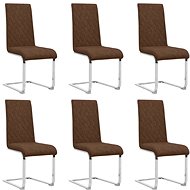 Cantilever dining chairs 6 pcs brown faux leather - Dining Chair