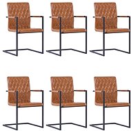 Cantilever dining chairs 6 pcs cognac artificial leather - Dining Chair