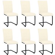 Cantilever dining chairs 6 pcs cream textile - Dining Chair