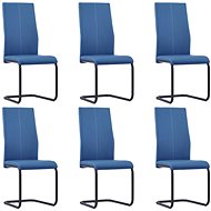 Cantilever dining chairs 6 pcs blue faux leather - Dining Chair
