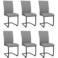Cantilever dining chairs 6 pcs light gray textile - Dining Chair