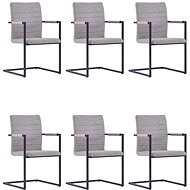 Cantilever dining chairs 6 pcs light gray faux leather - Dining Chair