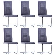 Cantilever dining chairs 6 pcs gray brushed leather - Dining Chair