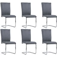 Cantilever dining chairs 6 pcs gray brushed leather - Dining Chair