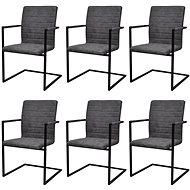 Cantilever dining chairs 6 pcs gray faux leather - Dining Chair