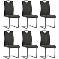 Cantilever dining chairs 6 pcs gray faux leather - Dining Chair
