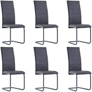 Cantilever dining chairs 6 pcs gray faux leather - Dining Chair