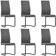 Cantilever dining chairs 6 pcs gray faux leather - Dining Chair