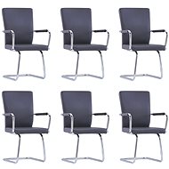 Cantilever Dining Chairs 6 pcs Grey Faux Leather - Dining Chair