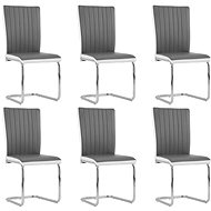 Cantilever dining chairs 6 pcs gray faux leather - Dining Chair