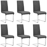 Cantilever dining chairs 6 pcs gray faux leather - Dining Chair