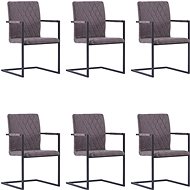 Cantilever dining chairs 6 pcs dark brown faux leather - Dining Chair