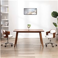 Swivel dining chairs 2 pcs white bent wood and artificial leather - Dining Chair