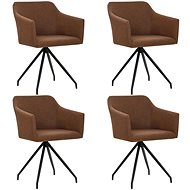 Swivel Dining Chairs 4 pcs Brown Textile - Dining Chair