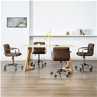 Swivel dining chairs 4 pcs brown textile - Dining Chair