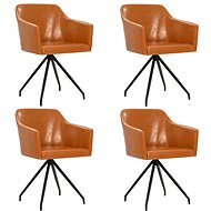 Swivel Dining Chairs 4 pcs Brown Faux Leather - Dining Chair