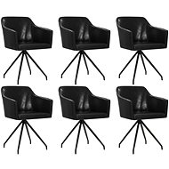 Swivel dining chairs 6 pcs black faux leather - Dining Chair