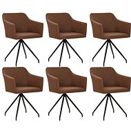 Swivel Dining Chairs 6 pcs Brown Textile - Dining Chair