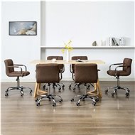 Swivel Dining Chairs 6 pcs Brown Textile - Dining Chair