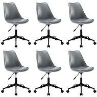 Swivel dining chairs 6 pcs gray faux leather - Dining Chair