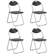 Folding dining chair 4 pcs black faux leather - Dining Chair