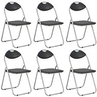 Folding dining chair 6 pcs black faux leather - Dining Chair