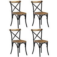Chair with a cross 4 pcs black solid mango wood - Dining Chair