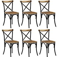 Chair with a Cross 6 pieces of Black Solid Mango Wood - Dining Chair