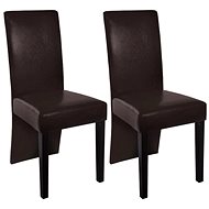 Dining chair 2 pcs dark brown faux leather - Dining Chair